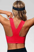 Aoysky Womens Red Square Neck Sports Bra