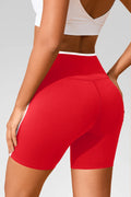 Aoysky Womens Red Contrast Trim Biker Shorts