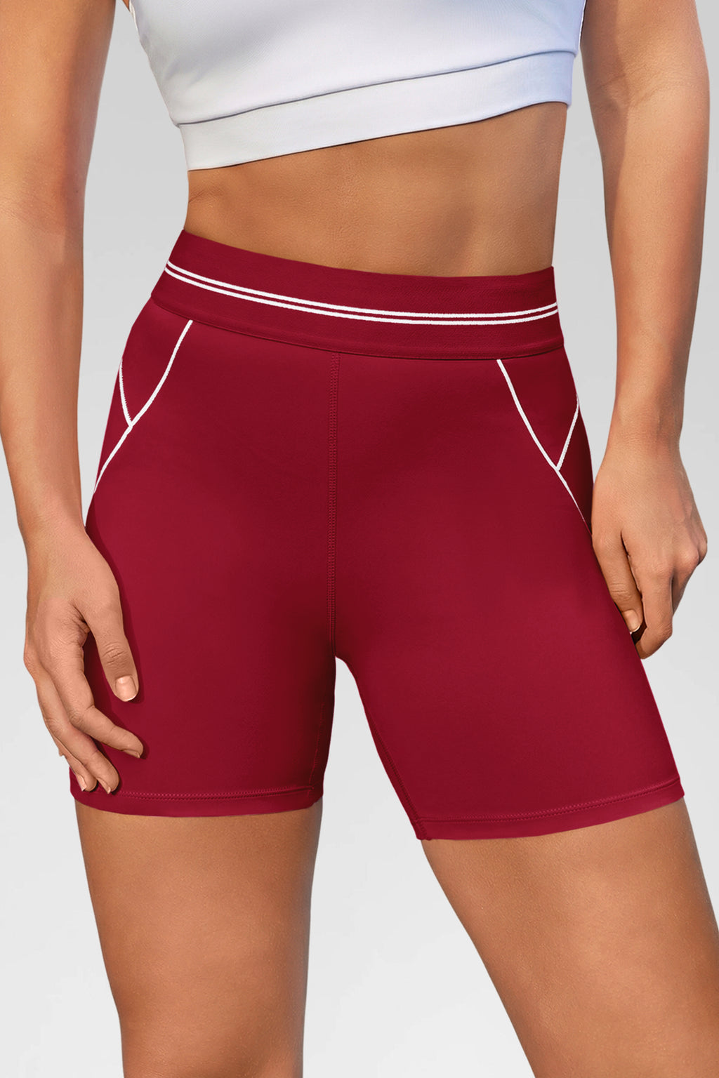 Aoysky Womens Red Buttery Soft Biker Shorts