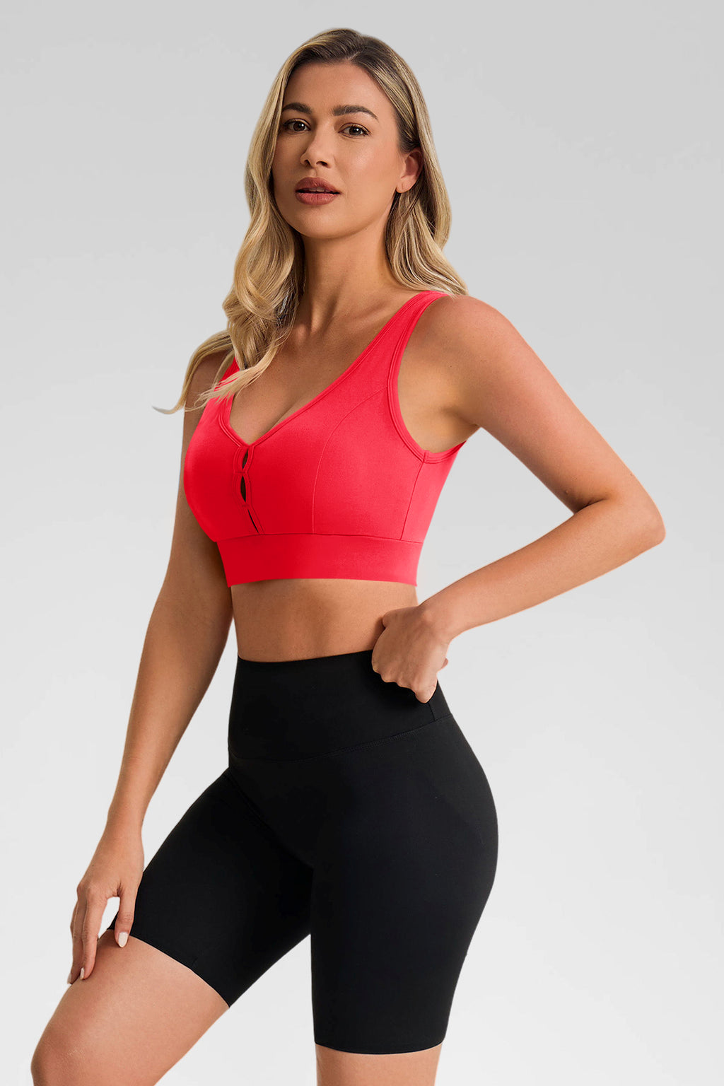 Aoysky Womens Red Deep V Sports Bra