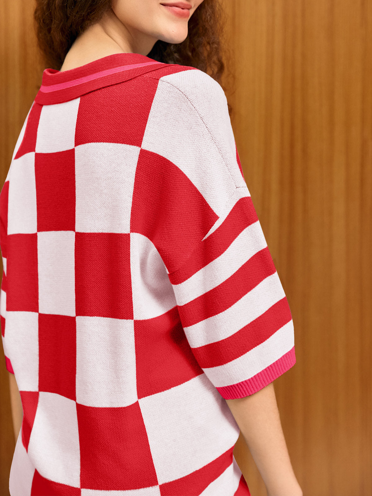 Aoysky Womens Red Striped Knit Short Set