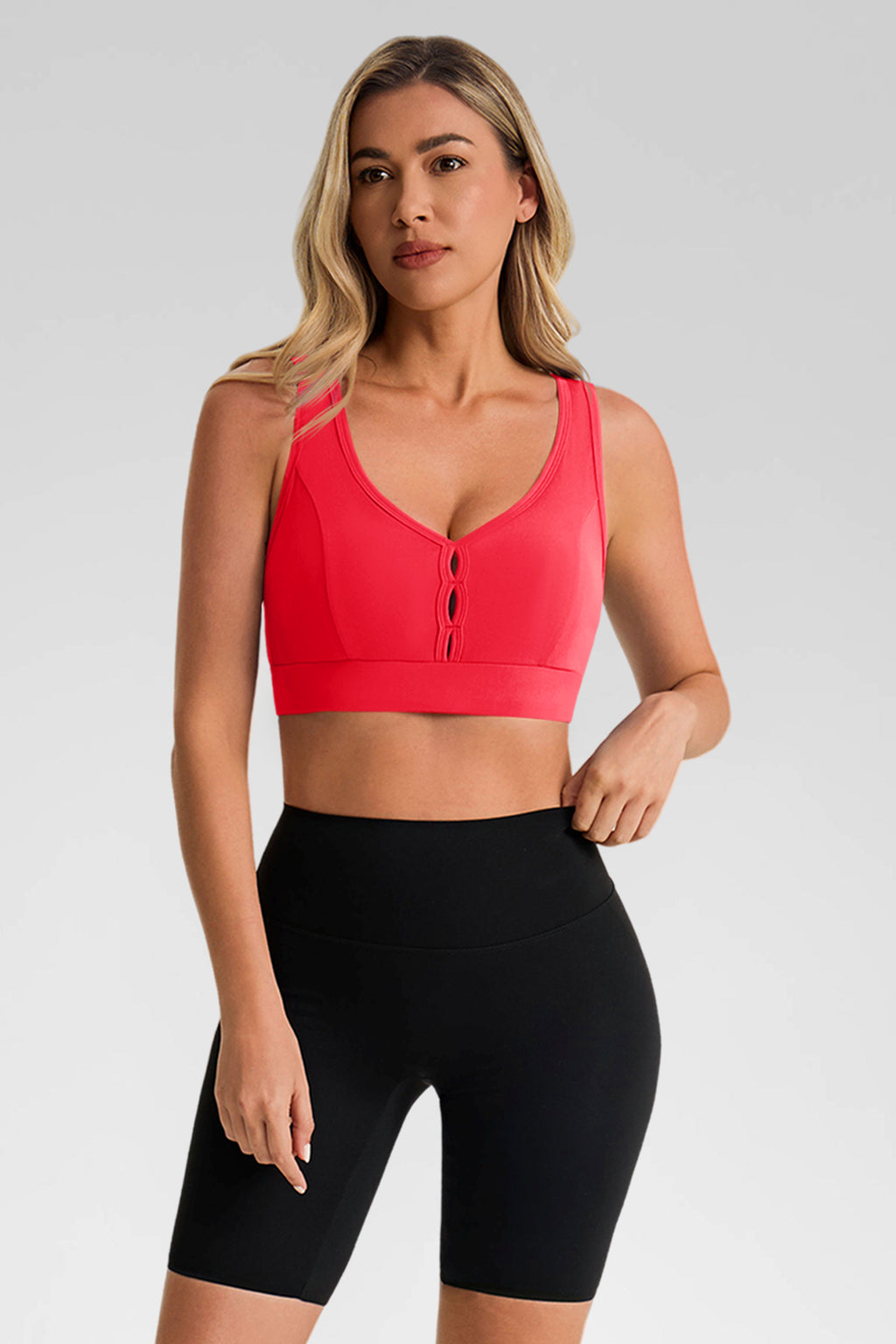 Aoysky Womens Red Deep V Sports Bra