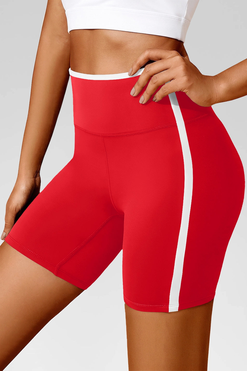 Aoysky Womens Red Contrast Trim Biker Shorts