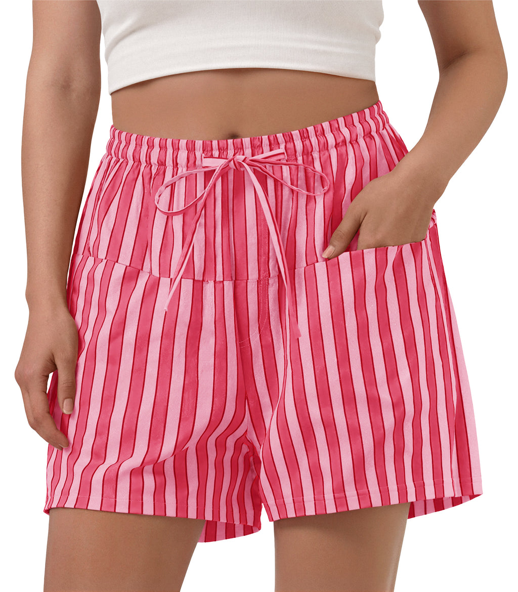 Aoysky Womens Red Striped Lounge Shorts