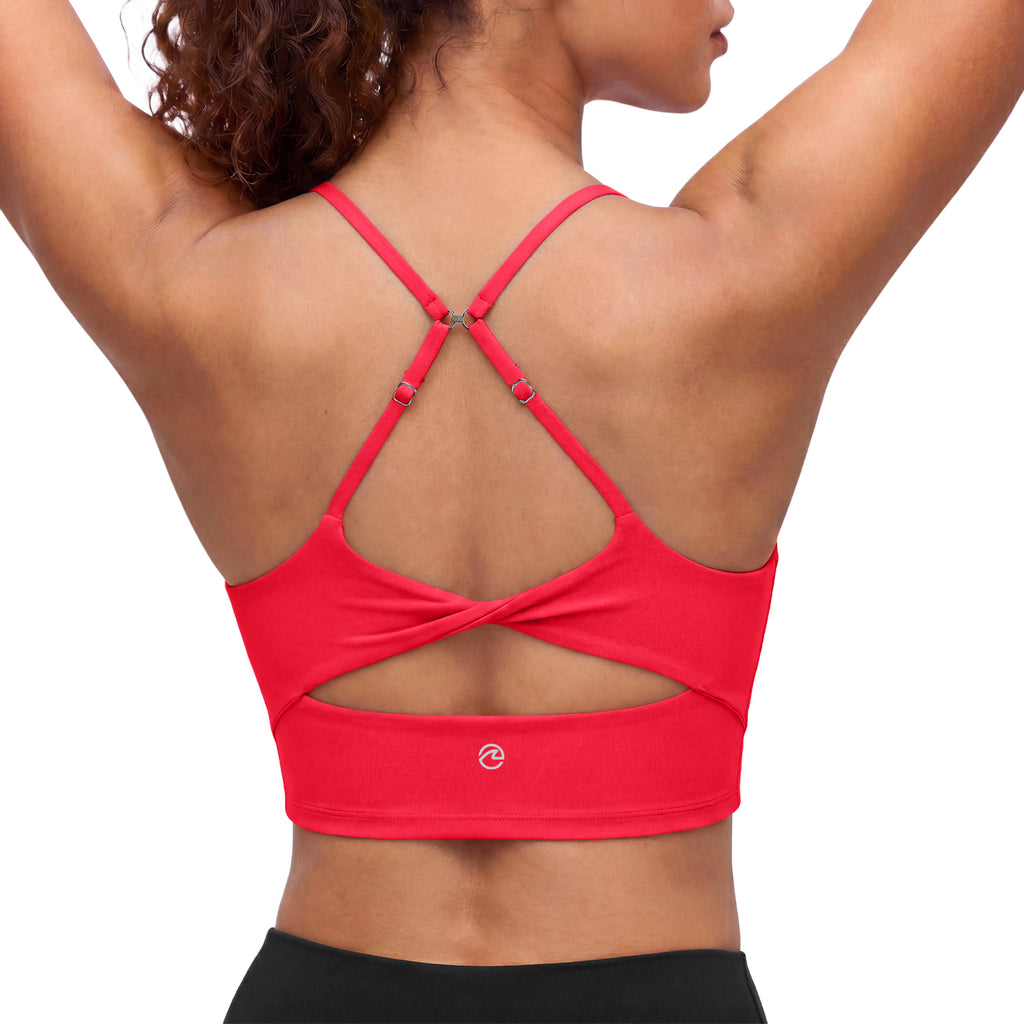 Aoysky Womens Red Twist Back Sports Bra