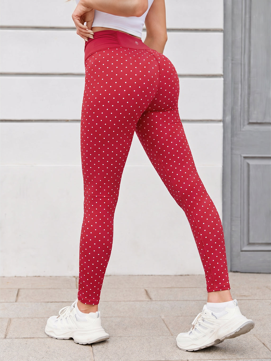 Aoysky Womens Red Ruched Yoga Leggings