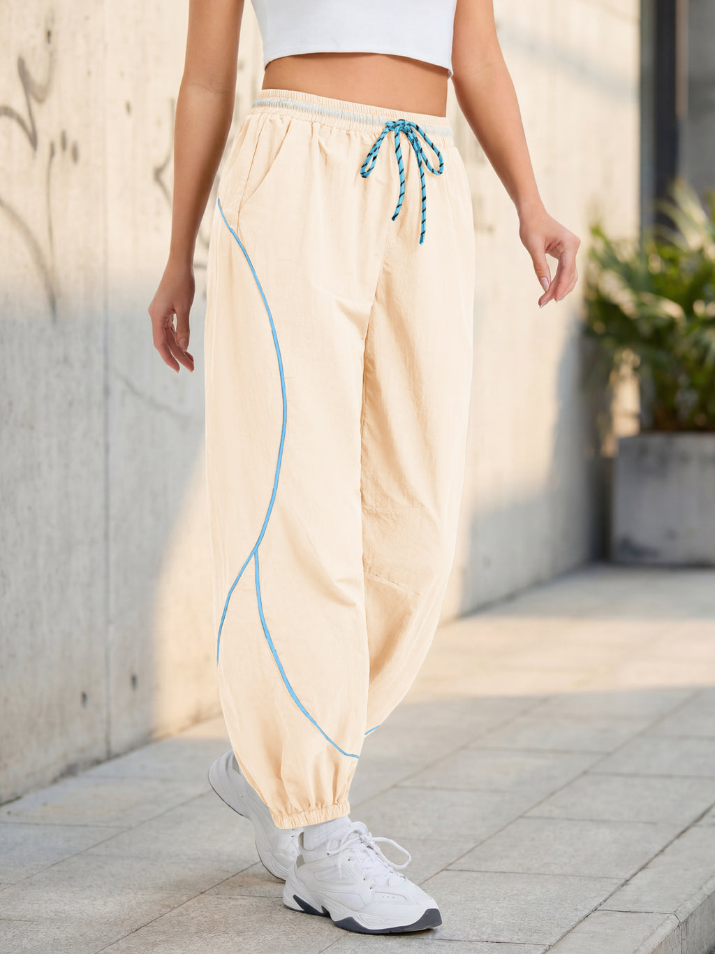 Aoysky Womens Apricot Parachute Track Pants