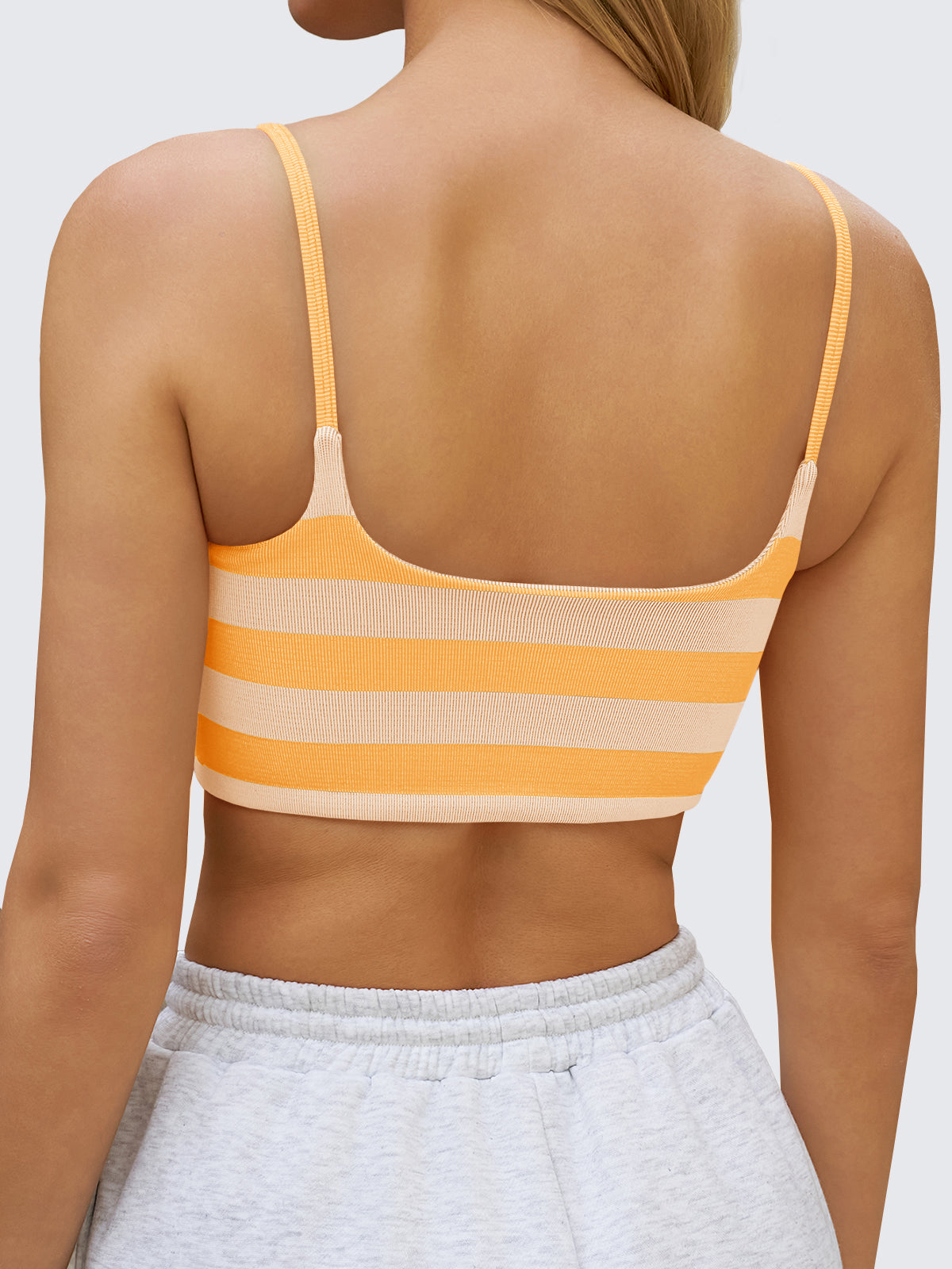 Aoysky Womens Yellow Striped Square Neck Bra