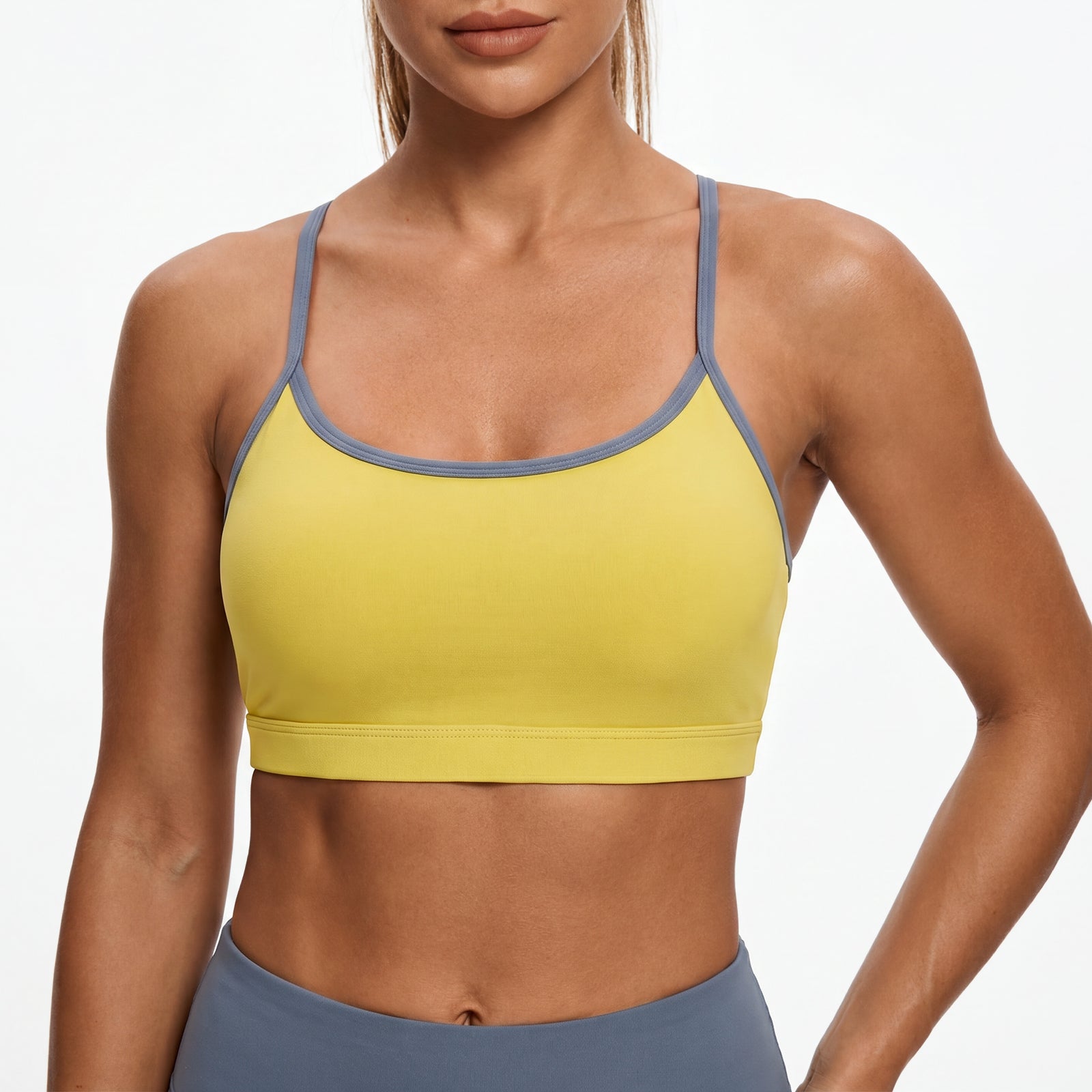 Aoysky Womens Yellow Racerback Sports Bra