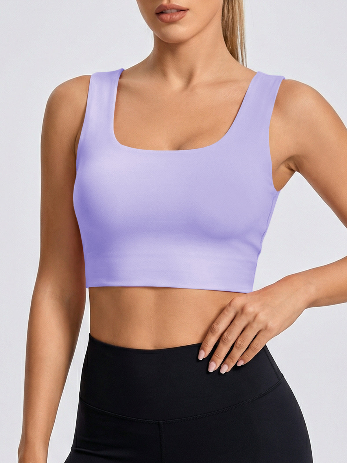 Aoysky Womens Purple Square Neck Sports Bra