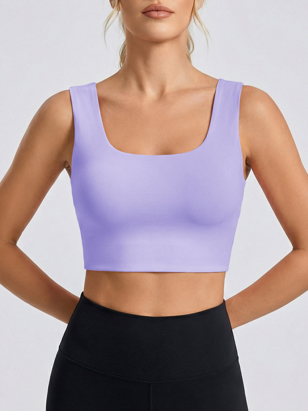 Aoysky Womens Purple Square Neck Sports Bra