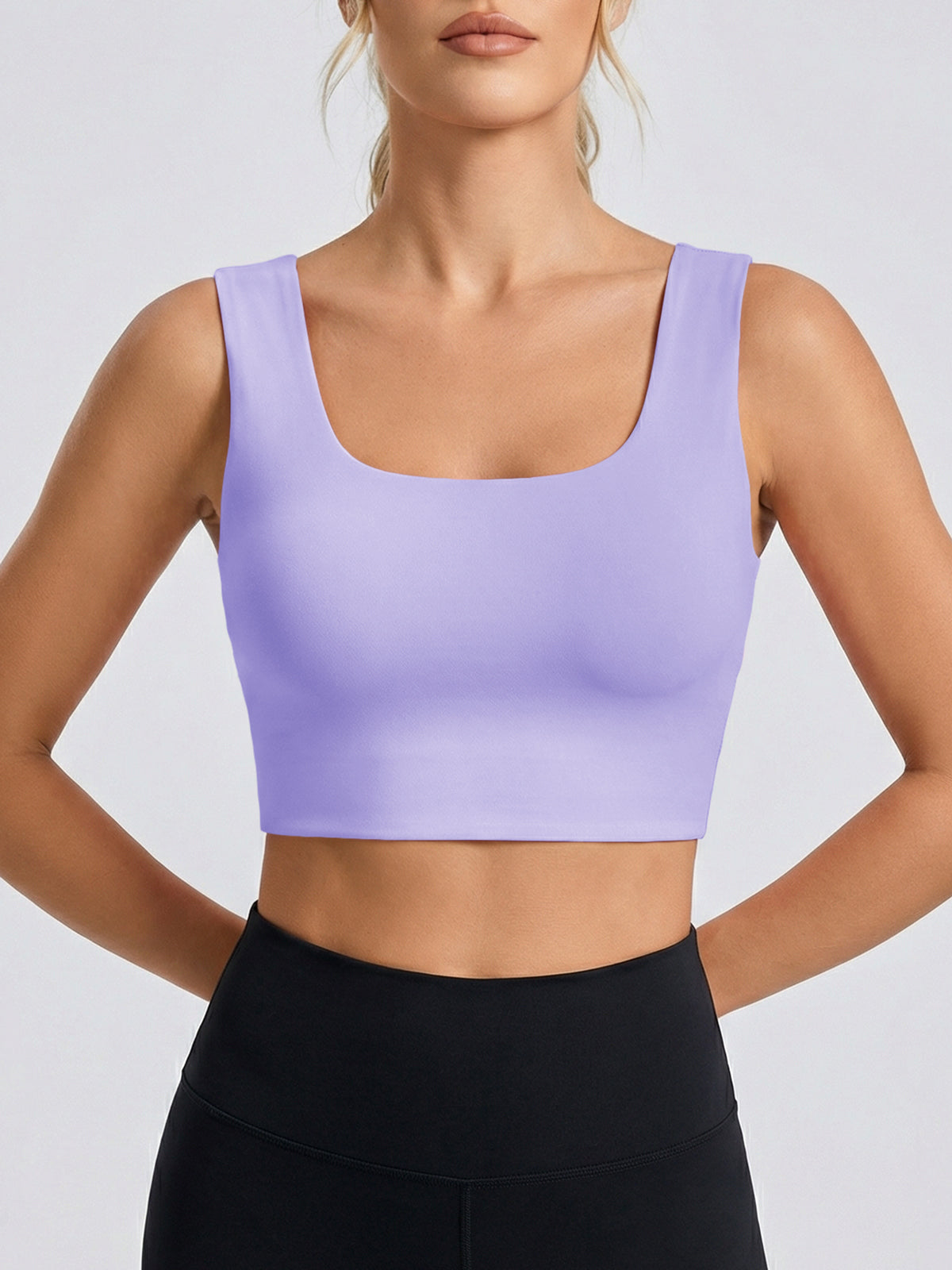 Aoysky Womens Purple Square Neck Sports Bra