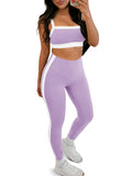Aoysky Womens Purple 2 Piece Workout Set