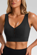 Aoysky Womens Black Deep V Sports Bra