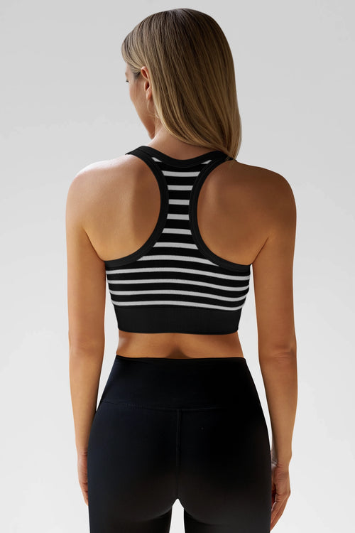 Aoysky Womens Black Ribbed Racerback Bra
