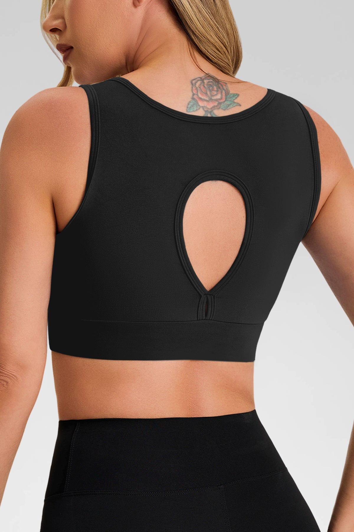 Aoysky Womens Black Deep V Sports Bra